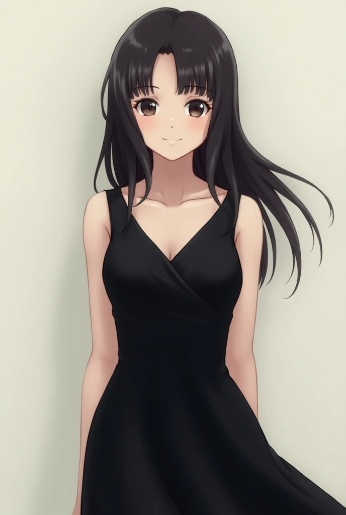 Megumi Fushiguro(jujutsu kaisen) smiling in black dress