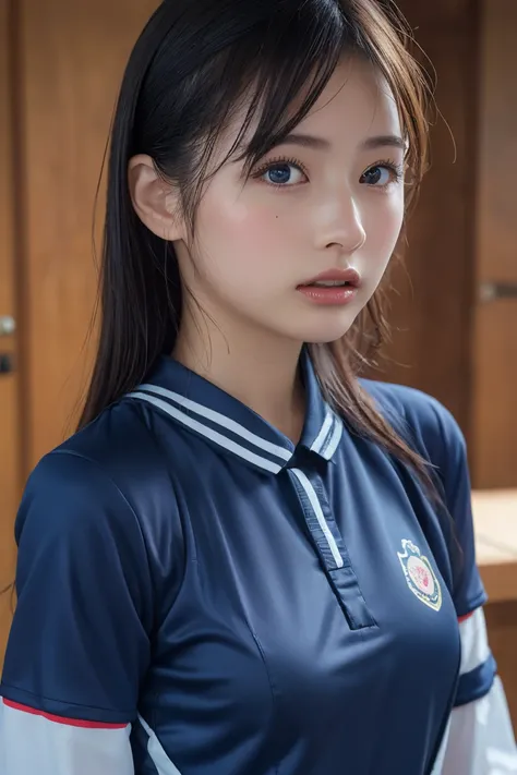 (8k, RAW Photos,Best Quality,  High Resolution :1.1), ( super real:1.4),(Realistic, Realistic:1.3),Japanese Beauty、Rhythmic Gymnastics Club、 rhythmic gymnastics uniform、(( upper body:1.3))