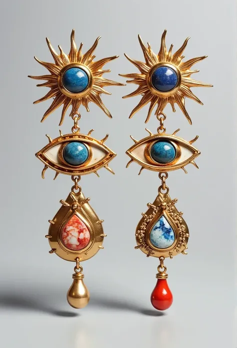 A pair of exaggerated earrings。display。