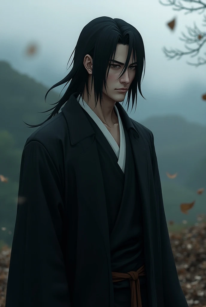 Make Itachi Uchiha , What would he be like if he were alive , he would probably look older than a 37-year-old man draw on Narutos lines, Make exactly every detail look like Itachi just make his hair shorter.