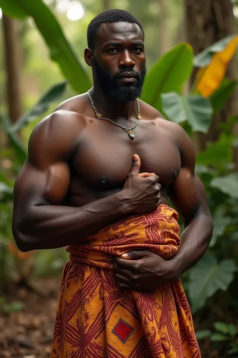 Homme africaine nouant un pagne