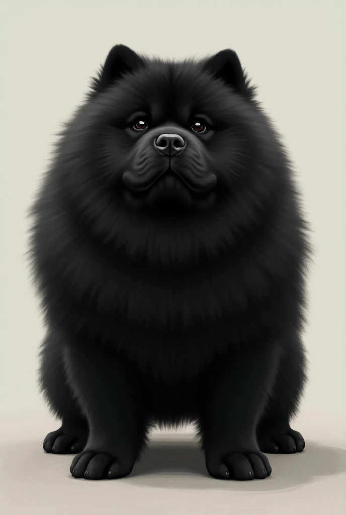 Make a chow-chow :
 **coat:** coat preta densa  curto,  characteristic of the breed .   It appears to be a long coat .
* **Face:**  Expressive flat face ,  typical of the Chow Chows .
* **ears:** ears pequenas e triangulares,  that are erect or semi-erect....