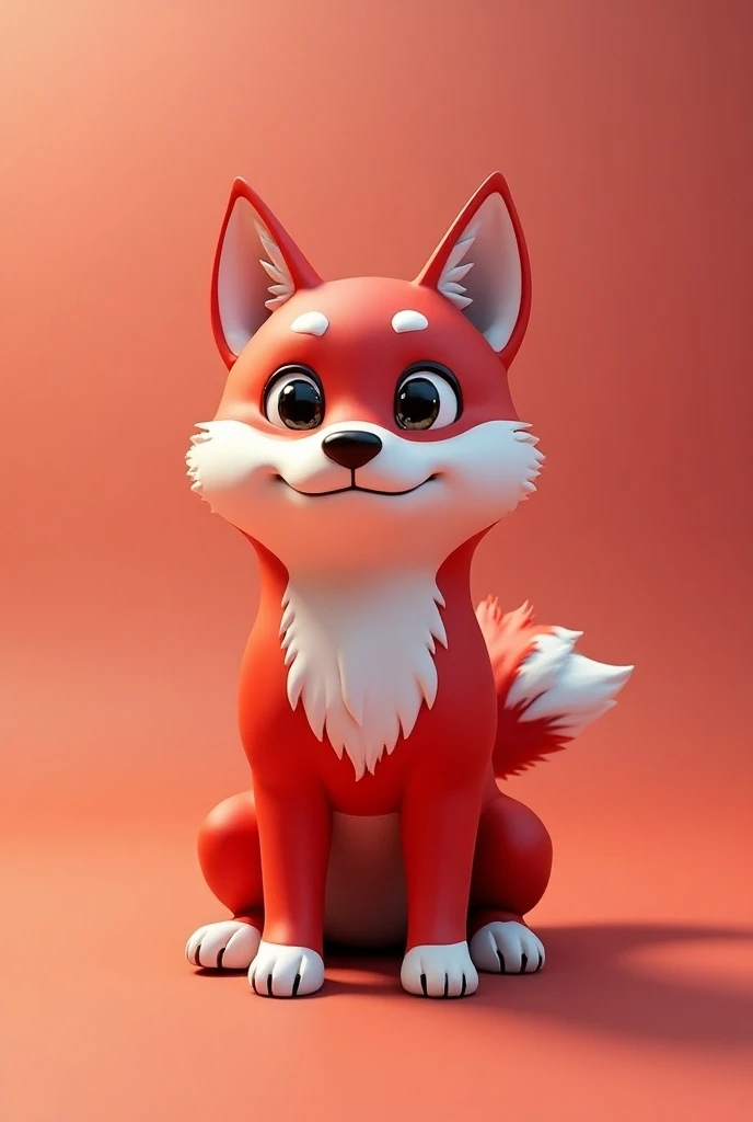 Shiba in red and white in 3D on vrchat