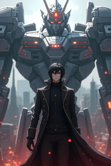 "Lelouchs Rebellion": Depict Lelouch vi Britianna leading a revolution amidst futuristic mechs.