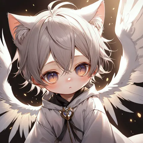 cat man， Wings ，Cute little， high resolution ，detail， best quality