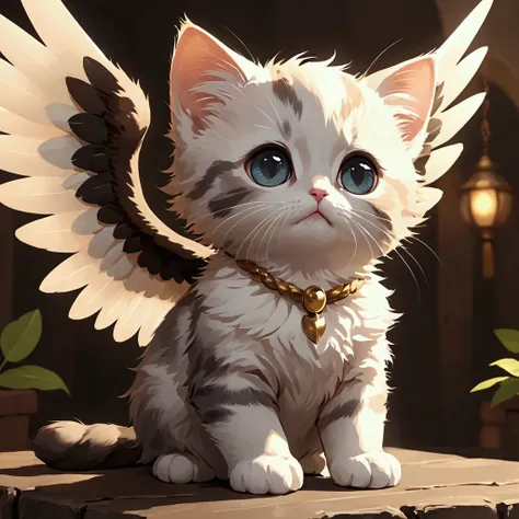 cat man， Wings ，Cute little， high resolution ，detail， best quality