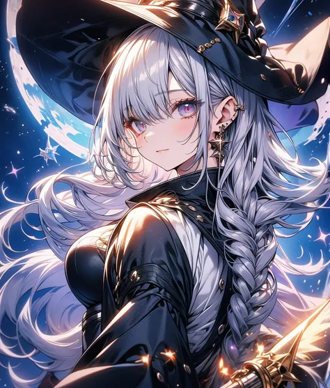 Tall、woman、Silver Hair、 looks,  High Resolution ,  fantasy、witch