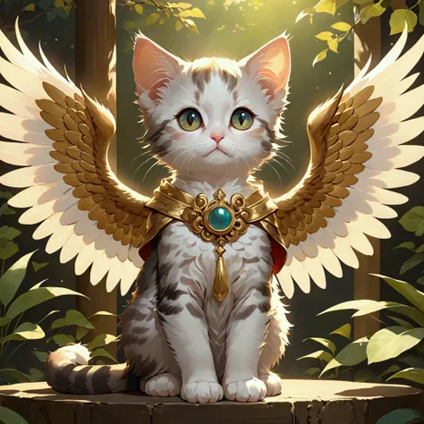 cat man， Wings ，Cute little，sacred， high resolution ，detail， best quality