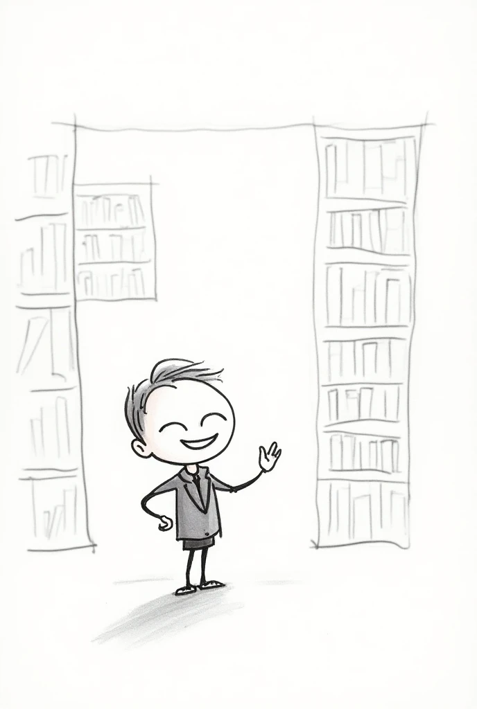 Simple unpainted sketch encouraging people to go to the library 