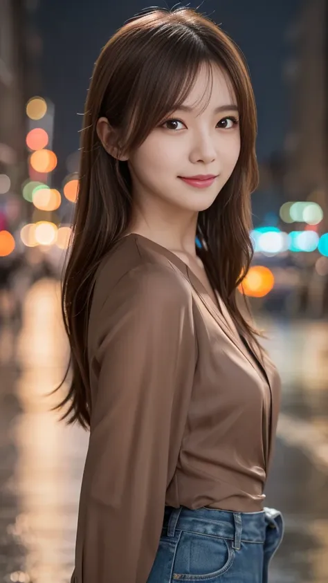 1 girl, (Wearing a brown blouse:1.2), Beautiful Japan actress,
(RAW photo, highest quality), (realistic, Photoreal:1.4), masterpiece, 
very delicate and beautiful, very detailed, 2k wallpaper, wonderful, 
finely, Very detailed CG Unity 8K wallpaper, Super ...