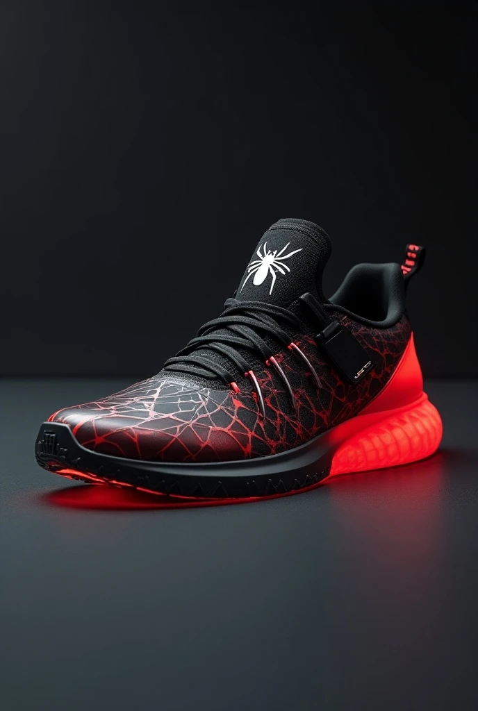 le design des SpiderStep 360.

Idées pour le design :

	1.	Forme générale : Sneakers basses, avec un look épuré et dynamique.
	2.	Couleurs : Un dégradé de noir à rouge, avec des touches argentées sur la tige et des accents phosphorescents sur la semelle.
	...