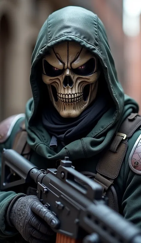 A Spiderman BOPE soldier with a skull mask covering his entire face while holding a gun,Accurate,best Quality, Detail,Super Detailed,8k Quality,full body