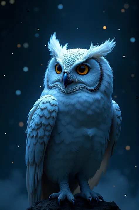 Mytical owl on a star evening