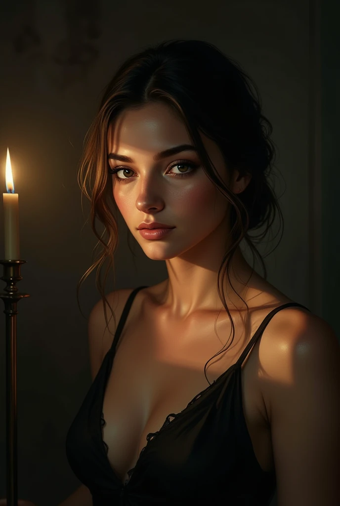 realism style, realism, hiperrealism, macro ,realistic style woman, ambient mysterious light, hyper detailed, highly detailed, i...