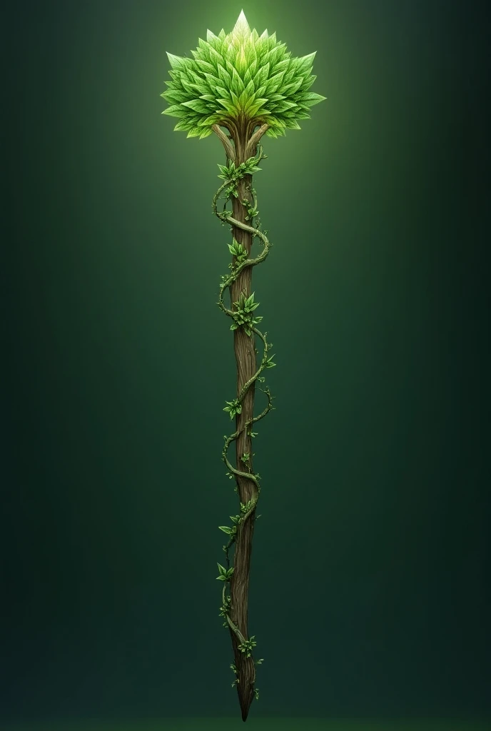 A green magic wand with the theme of trees