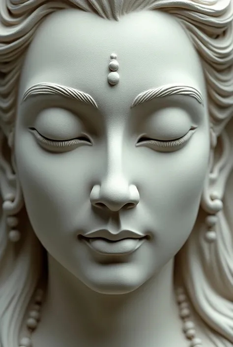  A close-up of Brahmas face , Four-Faced Buddha， looking in a different direction, Four Faces God， each keeping calm , Wise expression . Holy Tenjin ，