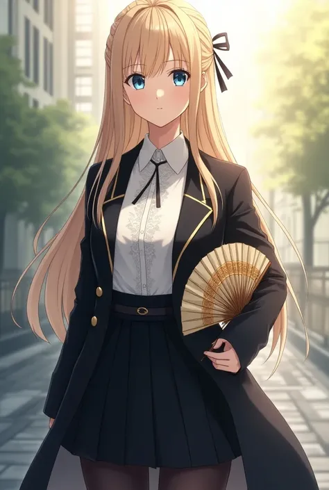 japanese anime girl 
Name: Elena

Physical Appearance:

Age: 
Hair: Long and blonde, with a healthy shine. They are usually left loose or tied into an elegant bun, with a few strands falling delicately around the face.
Eyes: Blue, expressive and captivatin...