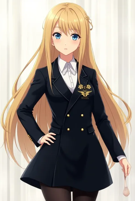 japanese anime girl 
Name: Elena

Physical Appearance:

Age: 
Hair: Long and blonde, with a healthy shine. They are usually left loose or tied into an elegant bun, with a few strands falling delicately around the face.
Eyes: Blue, expressive and captivatin...