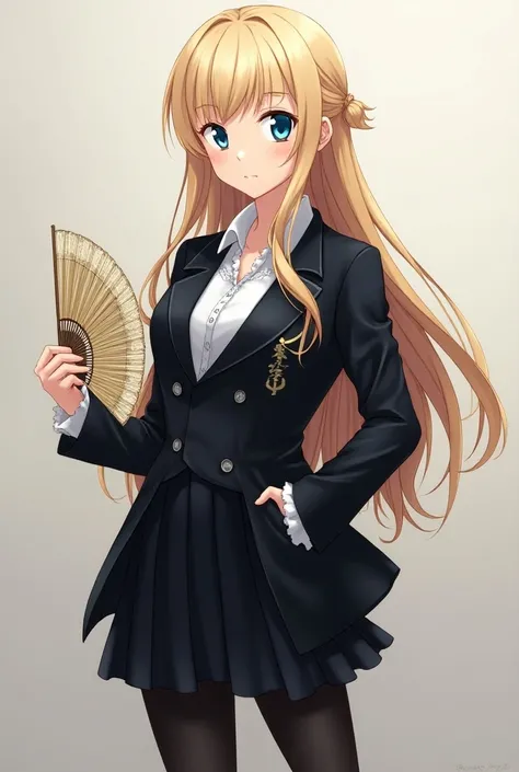 japanese anime girl 
Name: Elena

Physical Appearance:

Age: 
Hair: Long and blonde, with a healthy shine. They are usually left loose or tied into an elegant bun, with a few strands falling delicately around the face.
Eyes: Blue, expressive and captivatin...