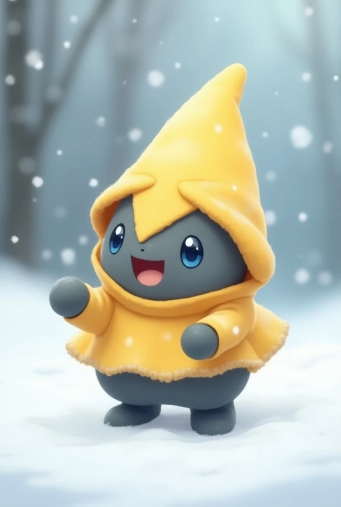  Schneppke happily across the snow , while small snowflakes swirl around him.  Its cute appearance and soft colors make it a charming sight .  Schneppke is a small Pokémon ,  which mainly appears in the colors yellow and gray .  Its body has the shape of a...