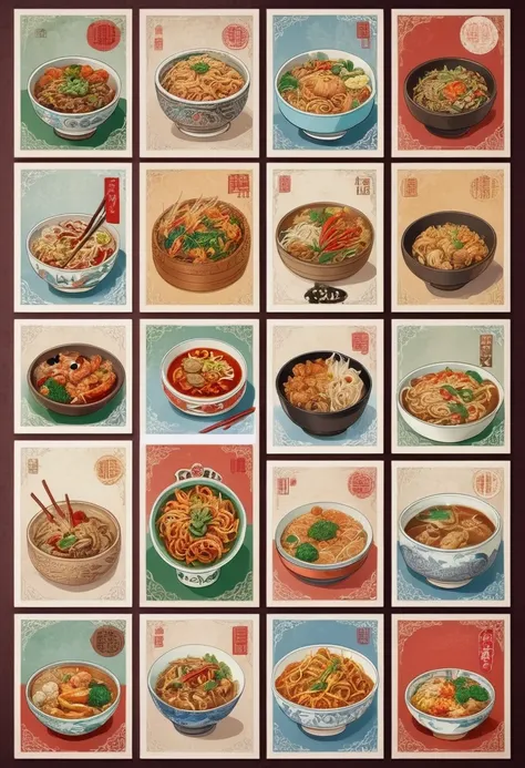 9 postcards wall, Asian food Collection.
best quality, masterpiece, intricate details, ultra-detailed