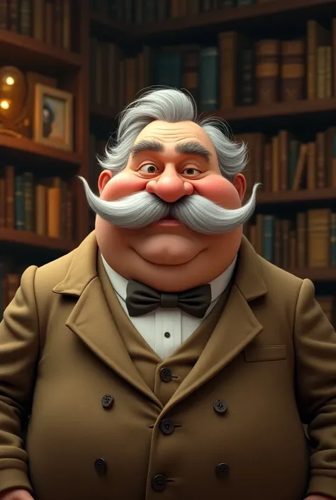 Professor infantil, gordo, moustache, 