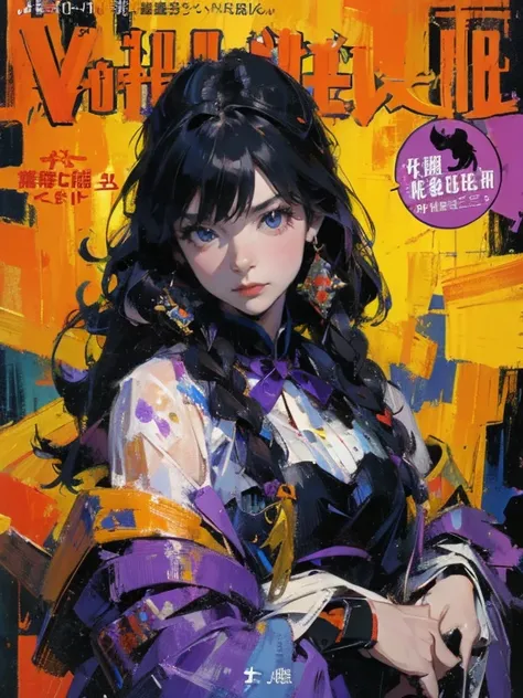 (masterpiece:1.2,  best quality), (Magazine Cover), (包含大量文字的彩色Magazine Cover), 鲜艳多彩的painting, Comic cover style, Halloween，Witch，Witch帽， Curvy Body , large, Homely, Magazine Cover, (Artistic inspiration comes from:Bill Sienkiewicz， intricate detail ，painti...