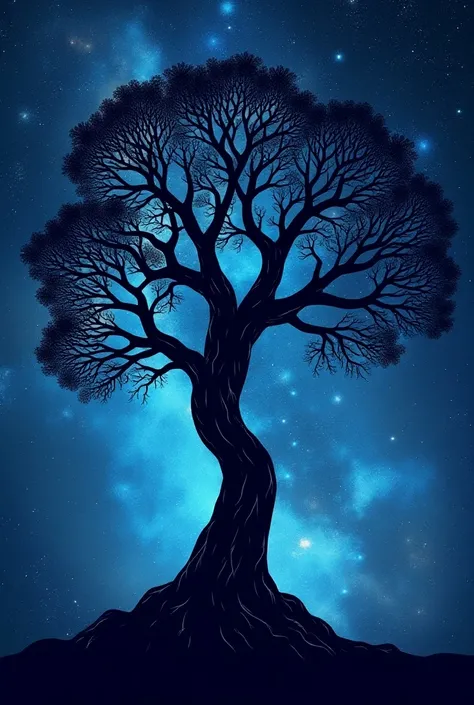 A 7 branches tree with a cosmic bacground.
T shirt print style