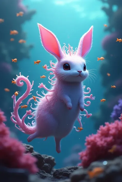  Creates a fusion mixing animal with animal, Like rabbit and coral, realistic