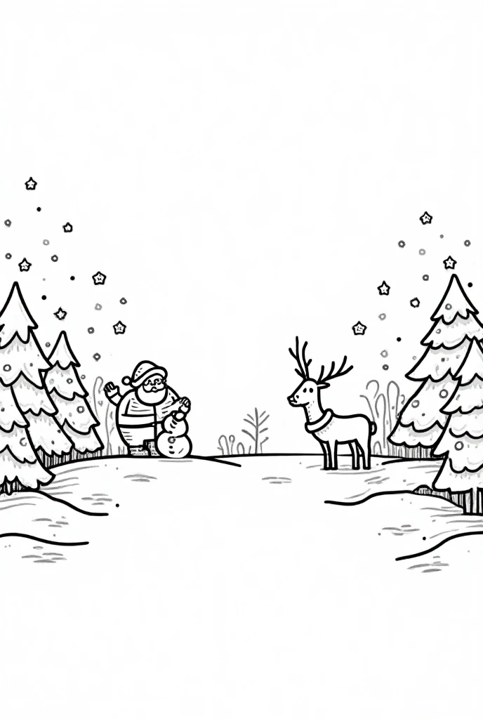 Christmas coloring page, white background, Sketch style, thick lines, only use outline, cartoon style, line art.