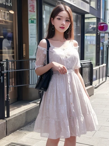 High image quality、Beautiful woman、Stylish dress、In the city
