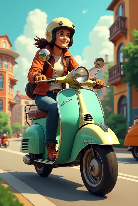 classic vespa image with animation style with scooter enthusiast name 