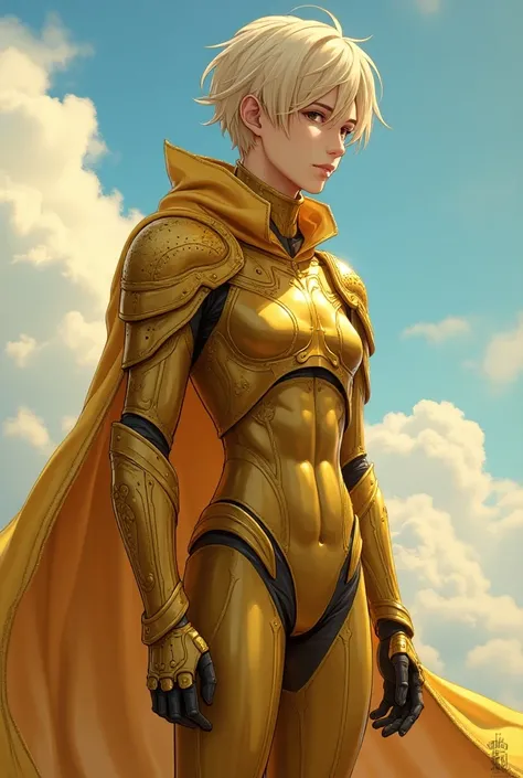 ((anime style)), (((1boy))), (androgynous young beautiful pretty) (slim skinny slender) mature (warhammer 40k emperor:2.2) boy in (golden outfit:1.3) is standing outdoors, looking aside, (crotch bulge), (wide shoulders, wide chest, narrow waist, thick thig...