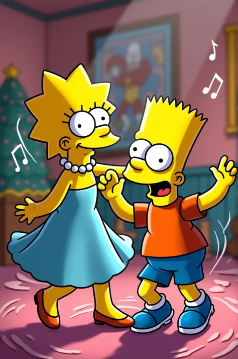 Lisa and Bart Simpson dancing