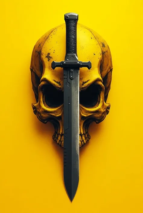 Create a special operations logo with a skull and a knife with a yellow background
