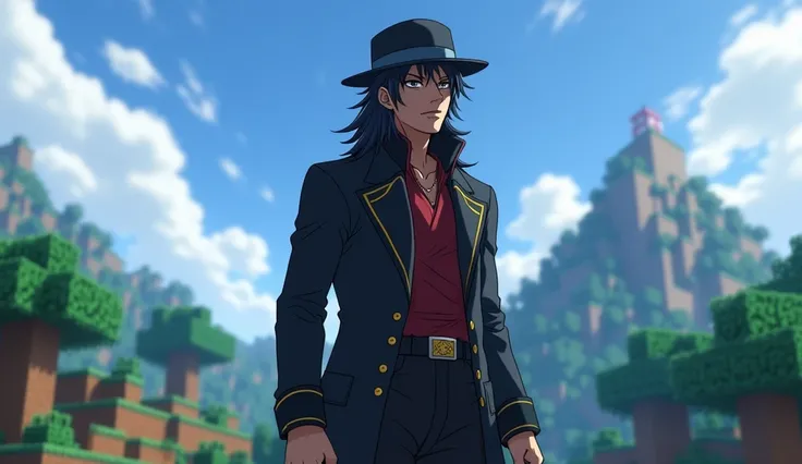 Jotaro Kujo without a hat tied in Minecraft 