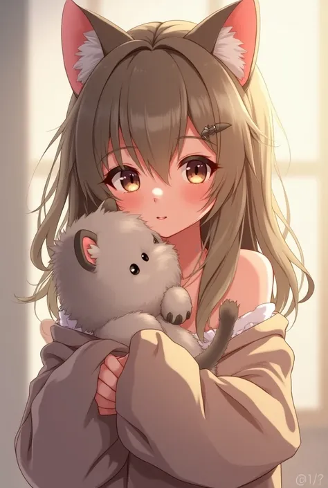 beautiful girl with perfect face wearing cat ears and holding a kitten in her arms, an art drawing by Yang J, pixiv, furry art, guweiz style artwork, beautiful anime cat girl, very beautiful cute cat girl, anime cat, very beautiful anime cat girl, attracti...