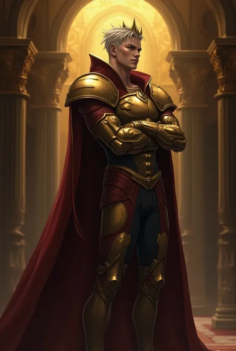 (anime style:1.4), (((1boy))), (androgynous young beautiful pretty) mature (warhammer_40k_emperor:1.8) boy in (skintight golden warhammer_40k_emperor_outfit with warhammer_40k_emperor_crown:1.5) is standing inside (warhammer_40k_palace), looking aside, (cr...