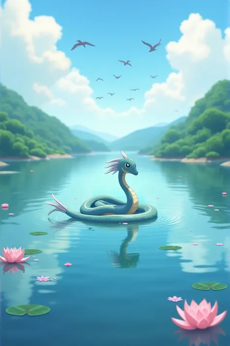 Dratini on a lake full of royal victories