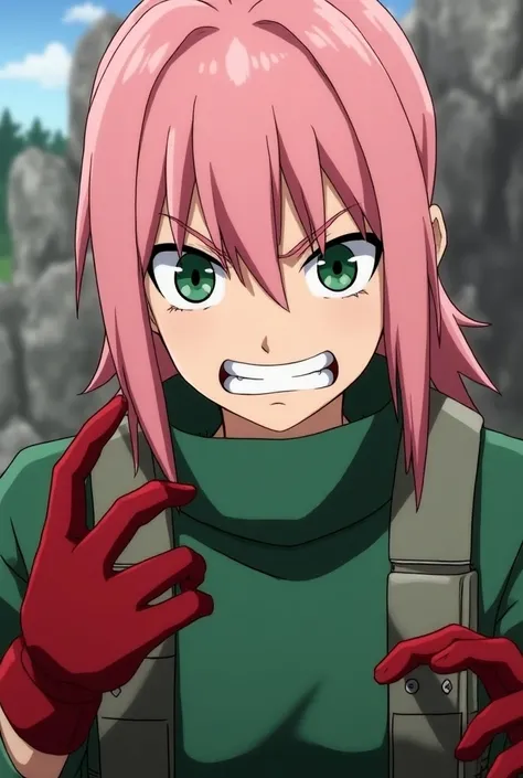 Inner sakura haruno from naruto,,dangerlaugh,enemy face,same as naruto anime graphics