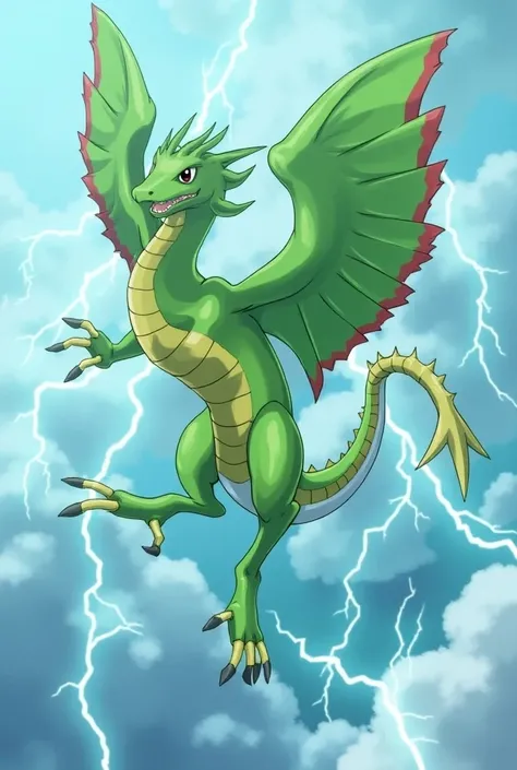 Rayquaza floats majestically between the clouds with lightning around it. Its green body shines in the sunlight and radiates power. Rayquaza mainly appears in the color green. Its body structure resembles that of a Chinese dragon⁠Wikipedia icon, where the ...