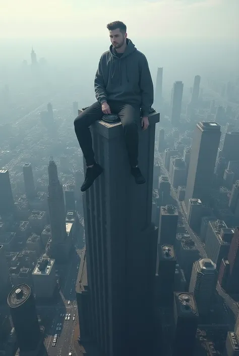 Giant alan walker 100000 feet sit on the city