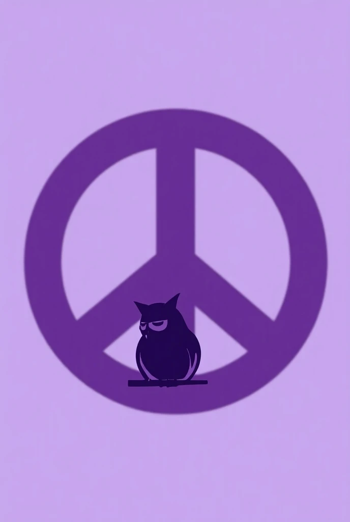 Small Sleeping owl silhouette in a large purple peace sign clip art