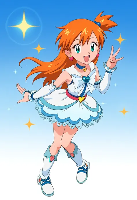 score_9, score_8_up, score_7_up, 1girl, solo, misty \(pokemon\), orange hair, long hair, hair ornament, hair ribbon, aqua eyes, ...