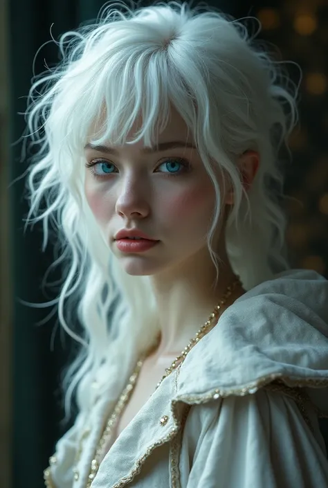 A 28-year-old with albino hair who measures 1.90 ,  has very beautiful blue eyes ,  who saw old money and really incredibly wonderful mega-beautiful