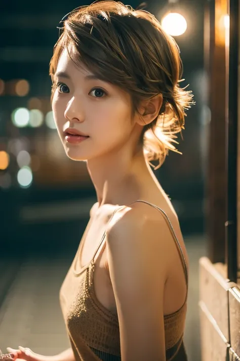 Best Quality, Realistic, Perfect Humailed,  very delicate and beautiful, RAW Photos,  professional lighting, illumination,   Depth of Written Boundary , Single Focus, whole body, Skinny Japanese woman, 30-year-old woman, Brown Hair, Small head,  beautiful ...