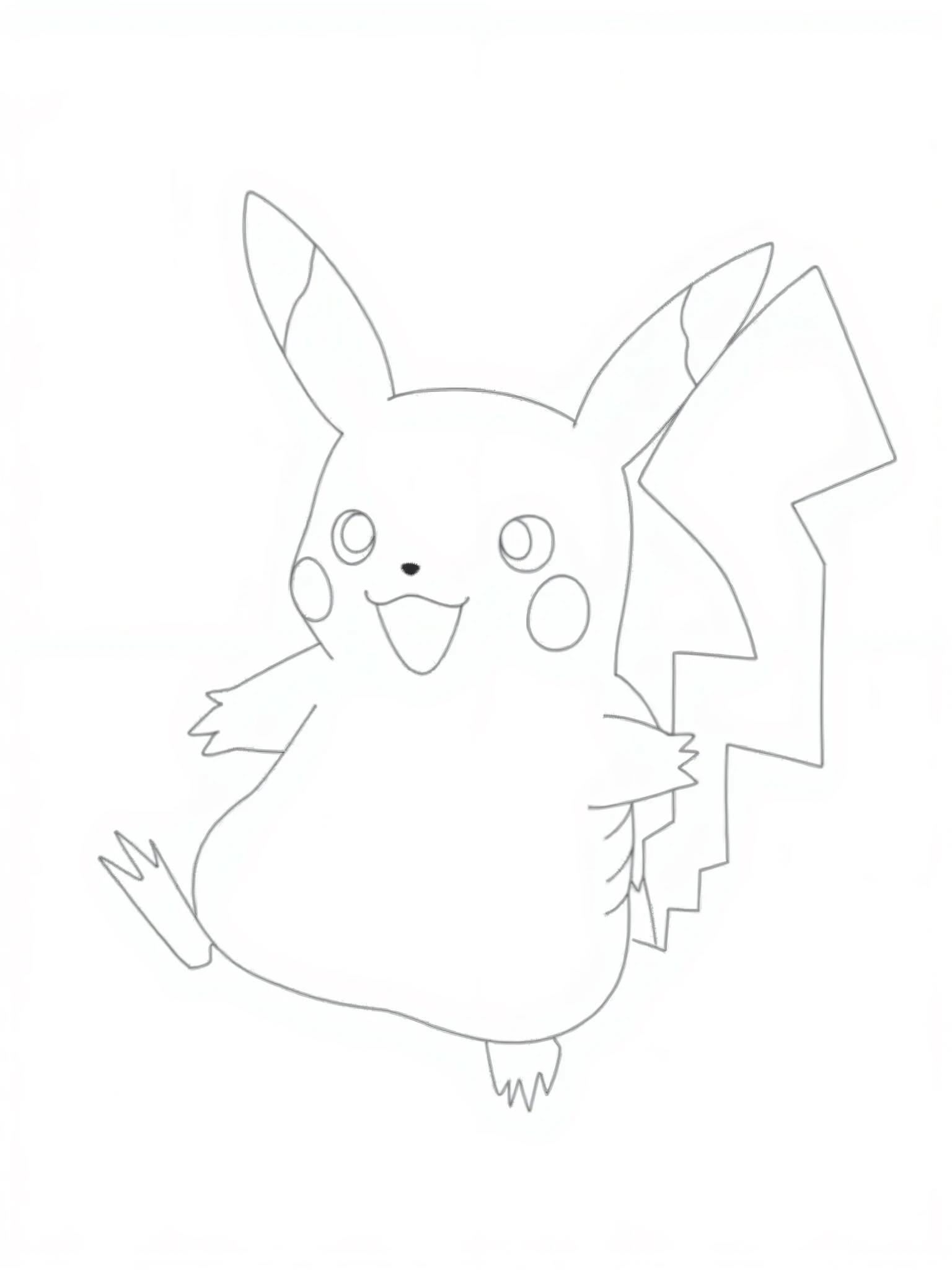 Pikachu for a coloring book in black and white