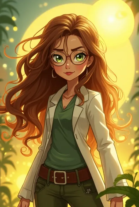 The scientist has short hair

The scientist has long brown and wavy hair,  with locks in shades of gold that resemble rays of the sun ,  resulting from exposure to intense solar radiation .  Her eyes are light green , Like new leaves ,  and her skin has a ...