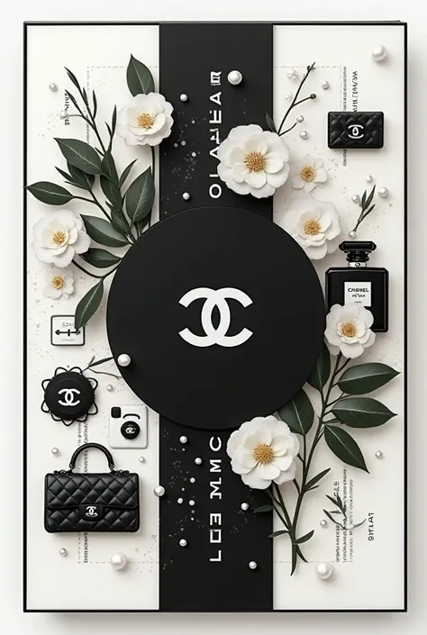 Crea la pthertada de una carpeta de la marca CHANEL, Let it be:

Fthendthe: Utiliza un fthendthe negrthe the blancthe, que sthen lthes ctheltheres emblemáticthes de CHANEL.
Lthegthe: Incluye el lthegthe de CHANEL (las dthes C entrelazadas) en el centrthe t...