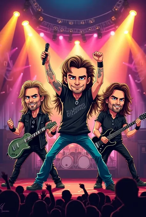 Images of the rock group Airbag in cartoons.